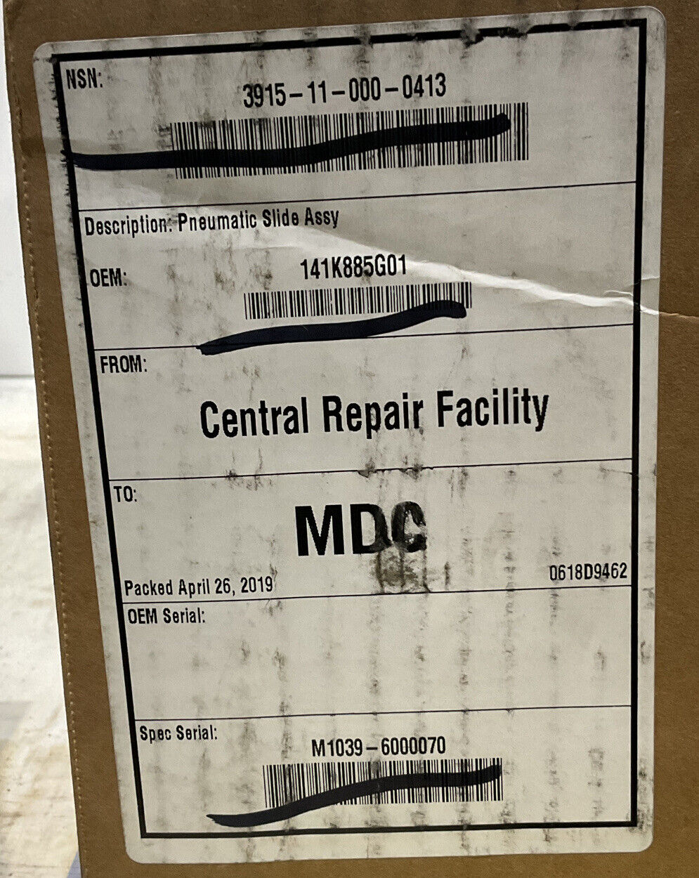 NORTHRUP 97942-141K885G01 PNEUMATIC SLIDE ASSEMBLY PHD ML305595-REV-K  U3S