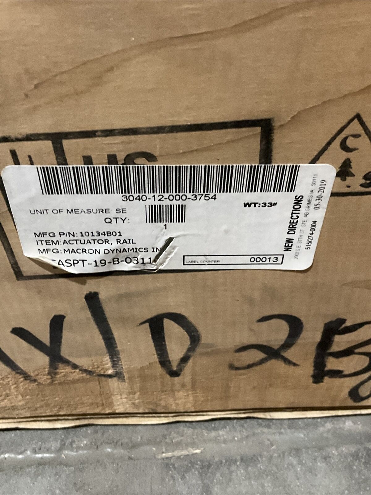 MACRON DYNAMICS 10134B01 RAIL ACTUATOR U3S