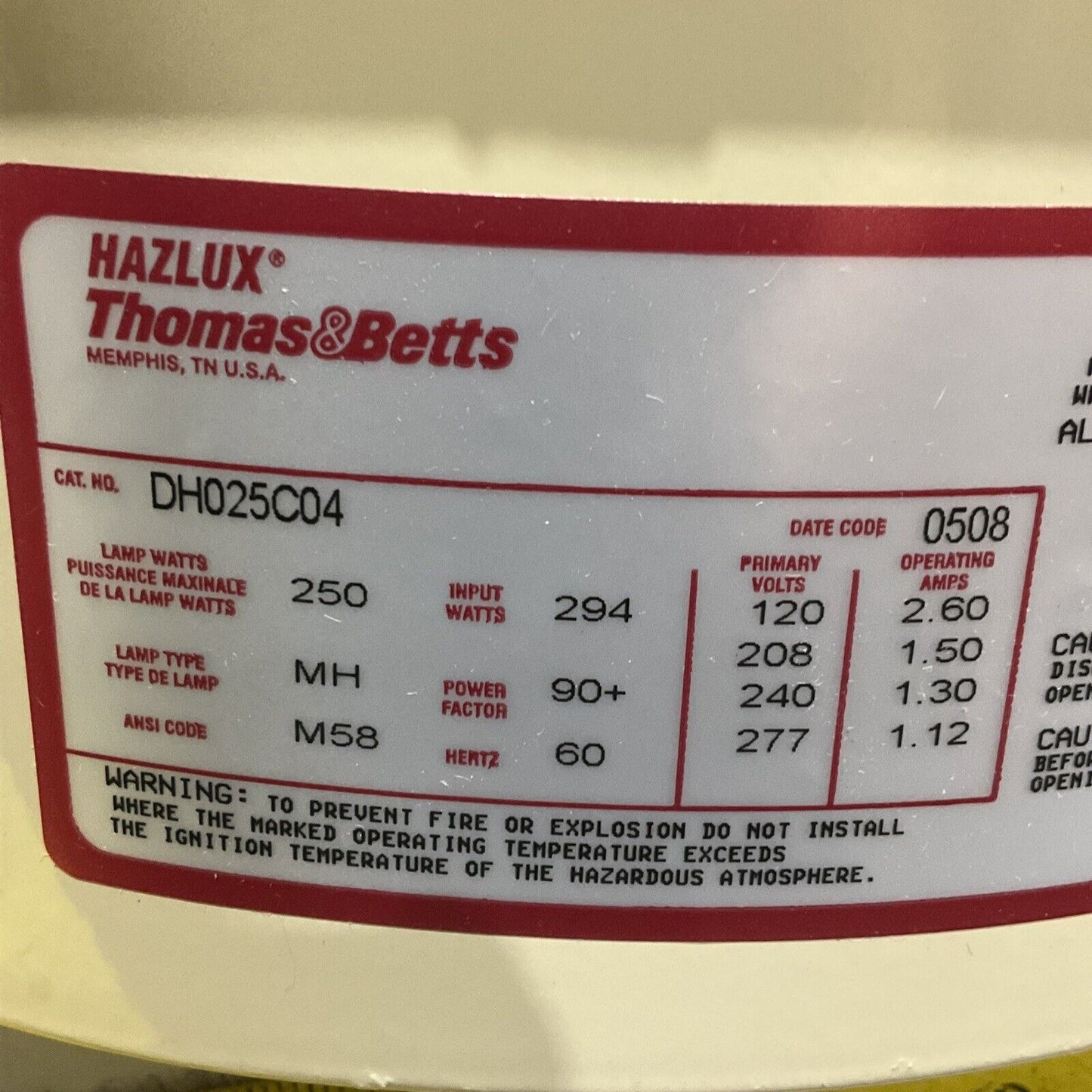 HAZLUX DH025C04 3 LIGHTING ASSEMBLY W/ BALLAST HOUSING 250W 60HZ 277V 373