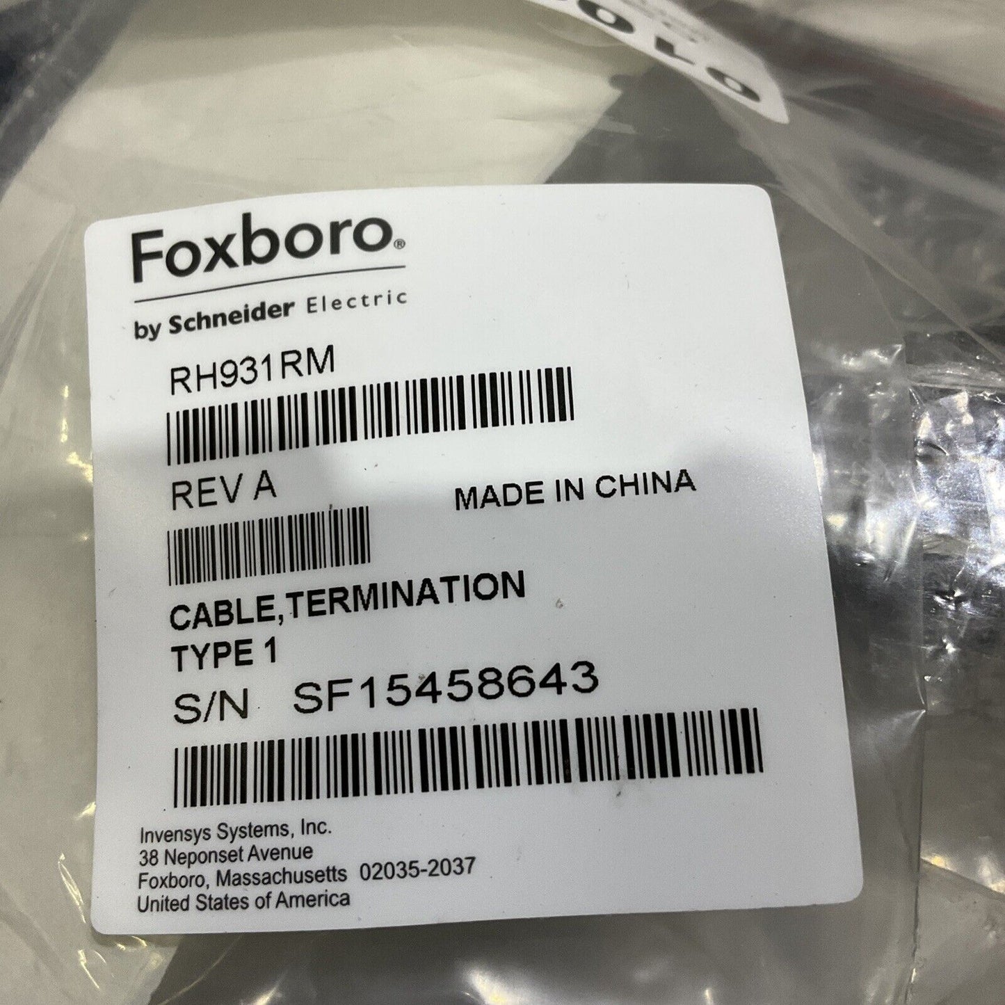 FOXBORO RH931RM TERMINATION CABLE TYPE 1 373