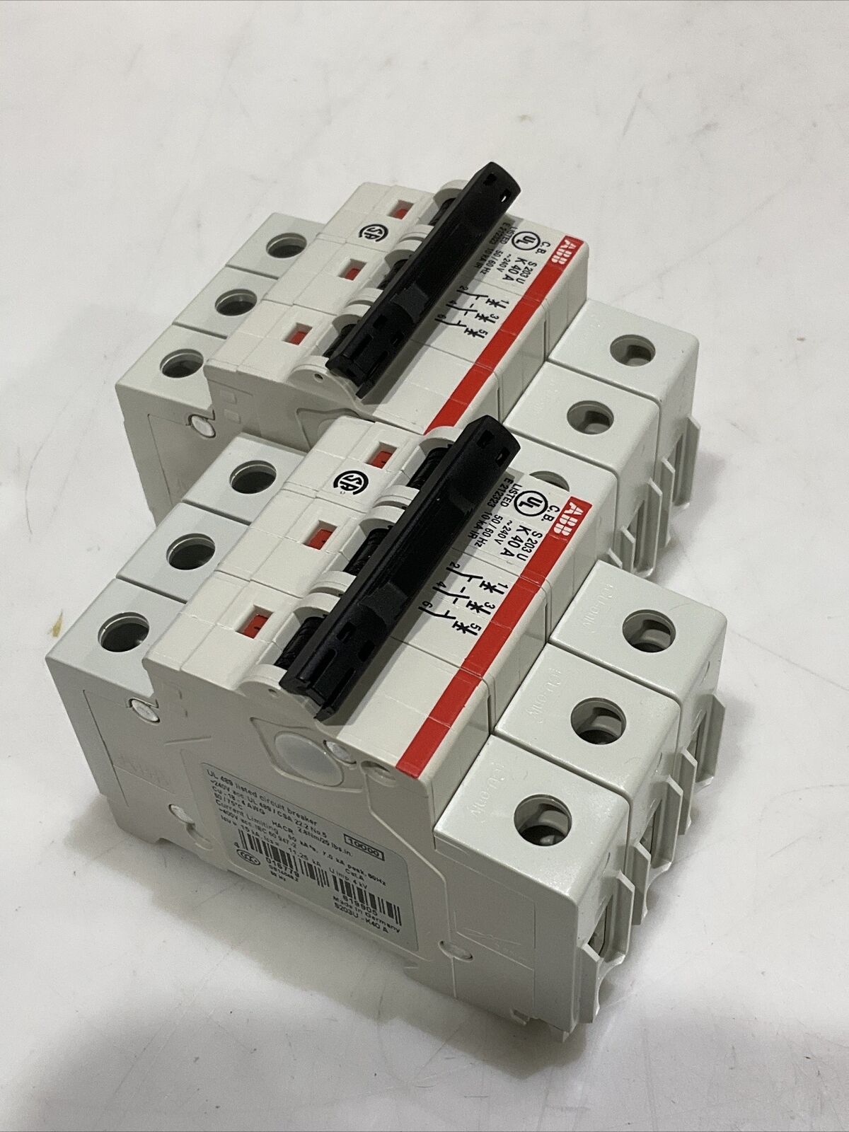 ABB S203U-K40 A CIRCUIT BREAKER 40A 240VAC 3P K TRIP LOT OF 2 U3S