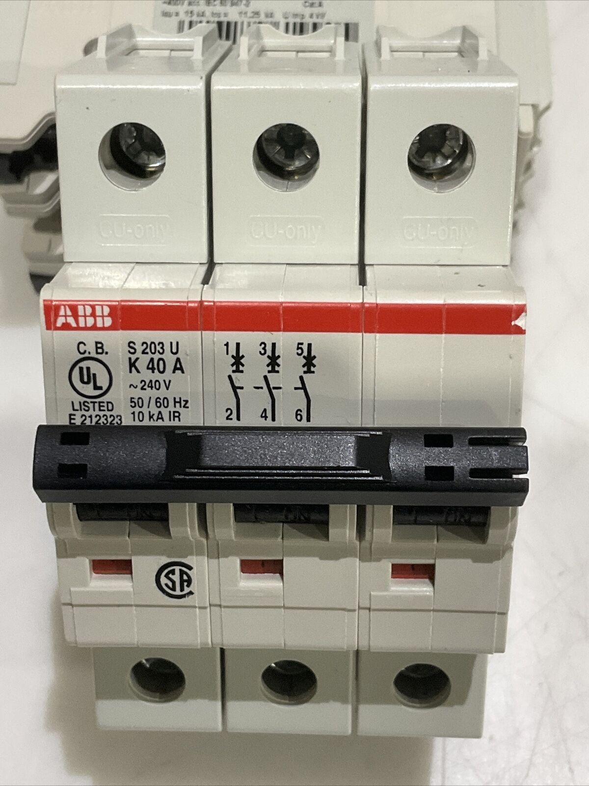 ABB S203U-K40 A CIRCUIT BREAKER 40A 240VAC 3P K TRIP LOT OF 2 U3S