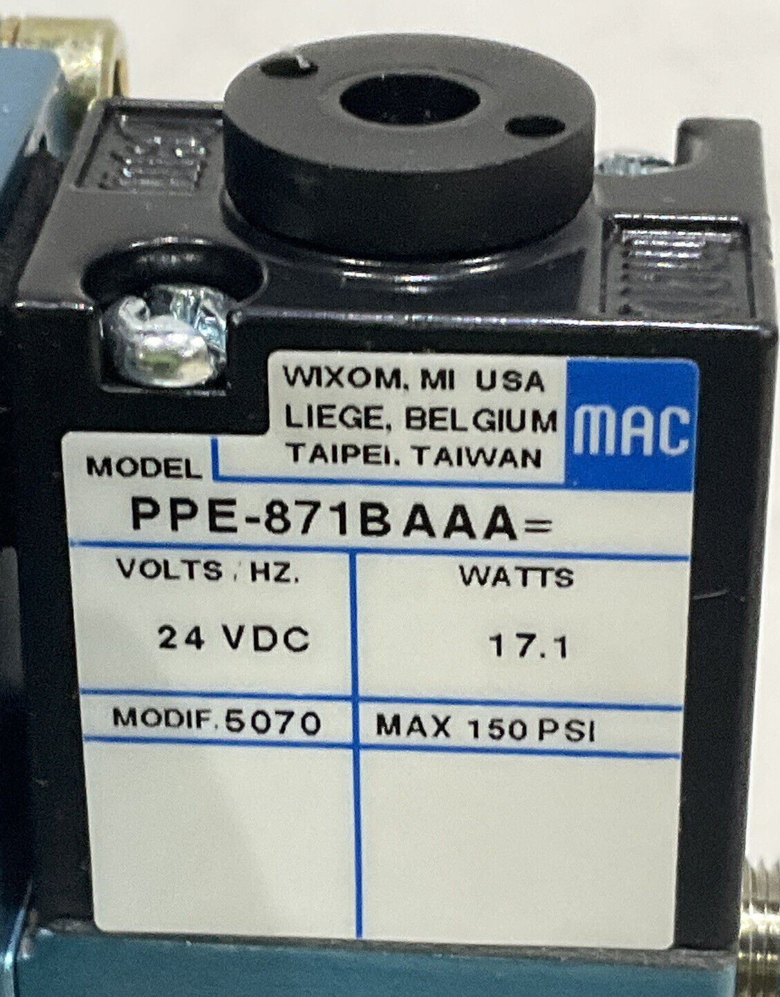 MAC 0629-FV6500B PPE-871BAAA SOLENOID VALVE ASSEMBLY U3S