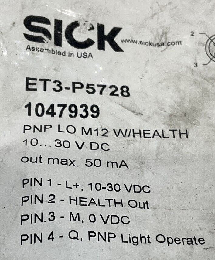 SICK ET3-P5728 1047939 PROXIMITY SENSOR U3S