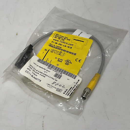 TURCK BI3-Q06-AP6X2-0.2M-PSG 3M INDUCTIVE SENSOR SWITCH 3WIRE 10-30 VDC U3S