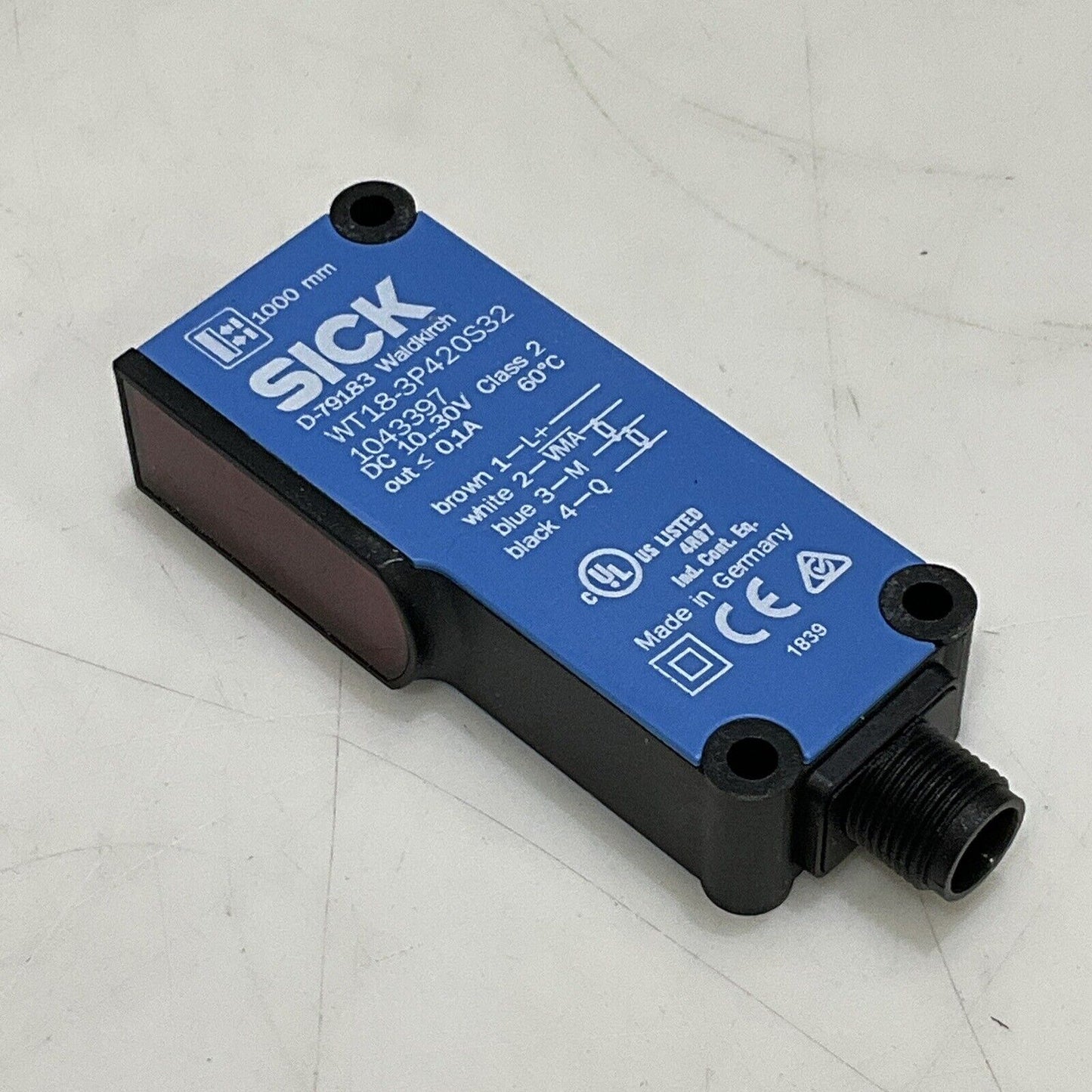 SICK WT18-3P420S32 PHOTOELECTRIC LONG RANGE PROXIMITY SENSOR 10-30V .1A U3S