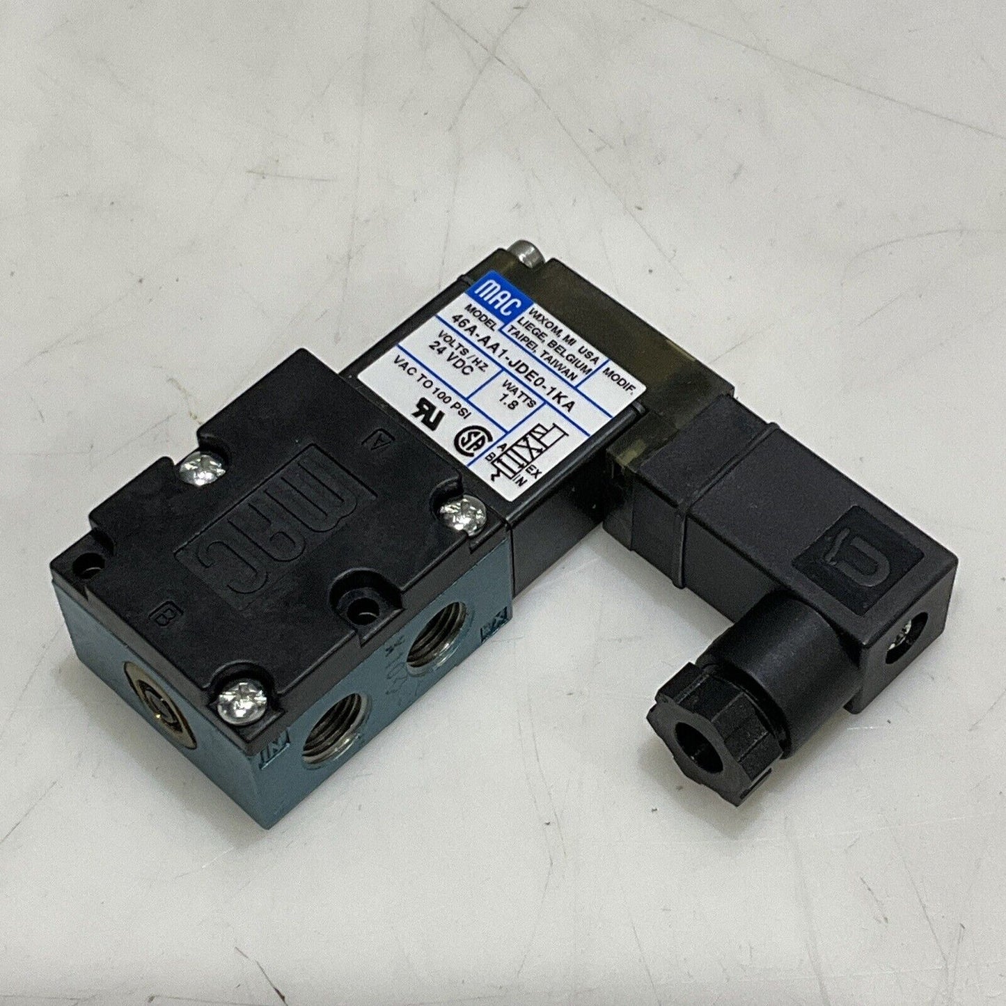 MAC 46A-AA1-JDE0-1KA PNEUMATIC SOLENOID VALVE 24 VDC 1.8 W U3S