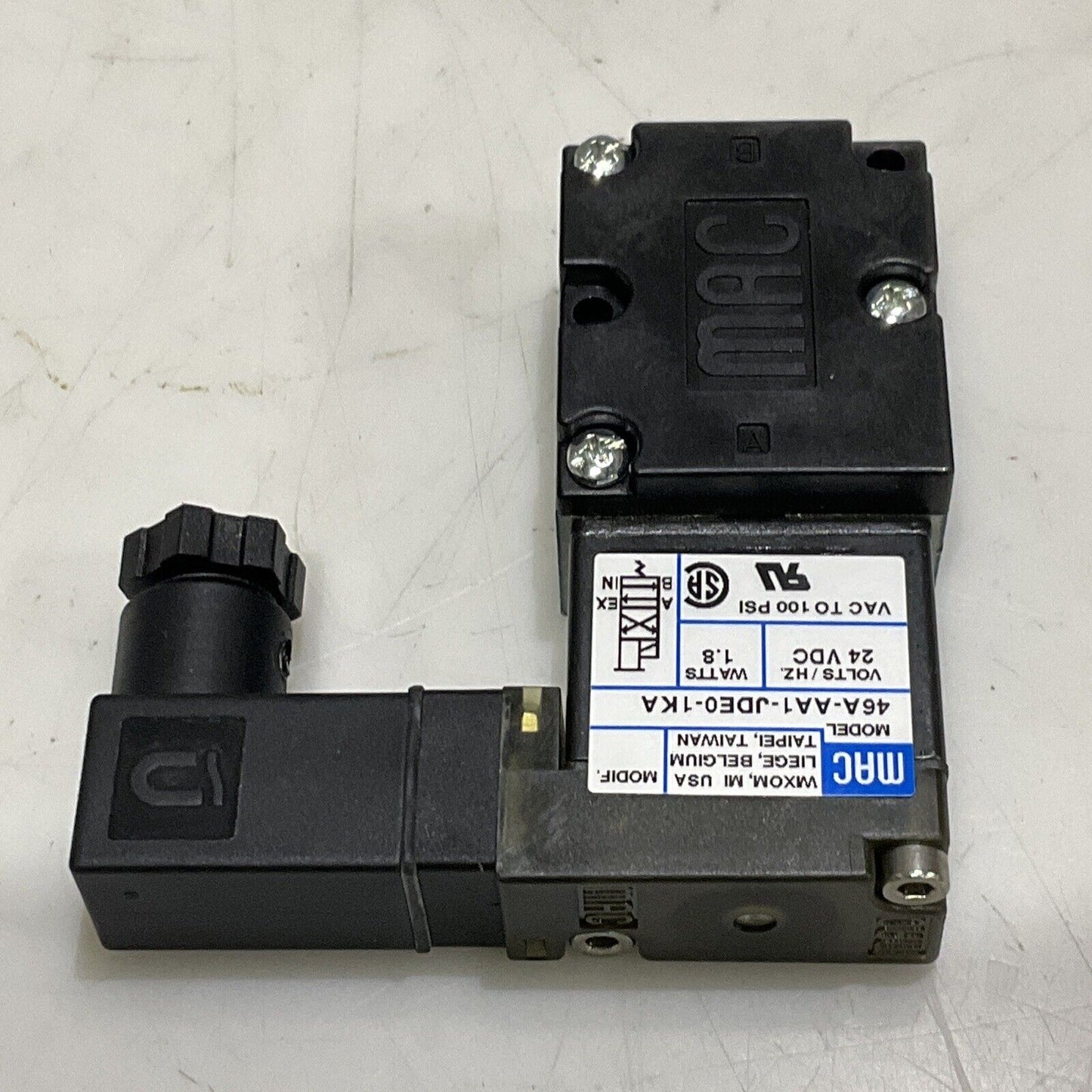 MAC 46A-AA1-JDE0-1KA PNEUMATIC SOLENOID VALVE 24 VDC 1.8 W U3S