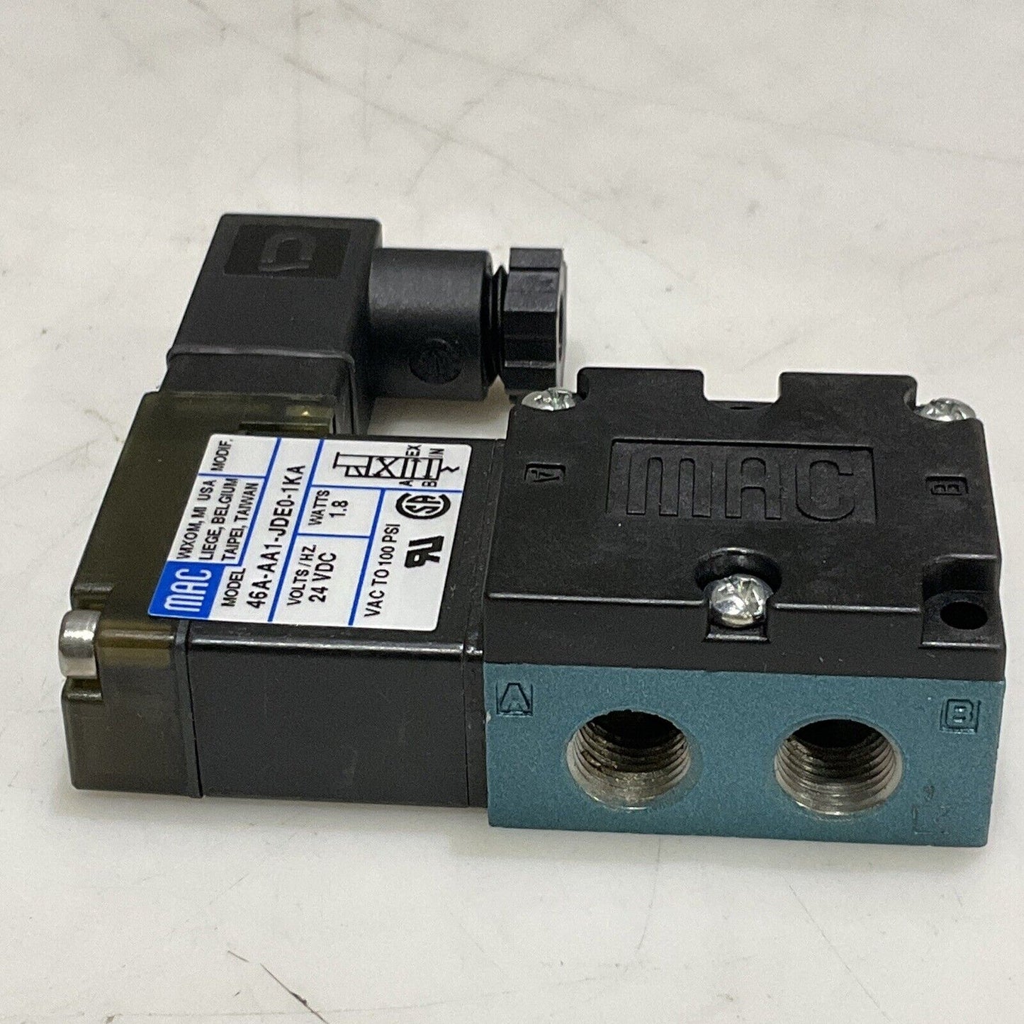 MAC 46A-AA1-JDE0-1KA PNEUMATIC SOLENOID VALVE 24 VDC 1.8 W U3S