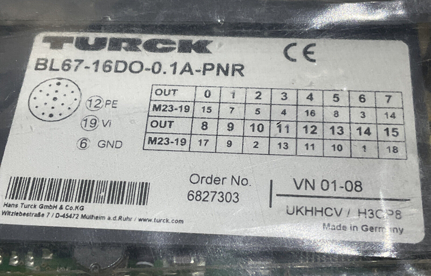 TURCK BL67-16DO-0.1A-PNR SYSTEM OUTPUT MODULE 16 DIGITAL OUTPUTS 24VDC LED U3S