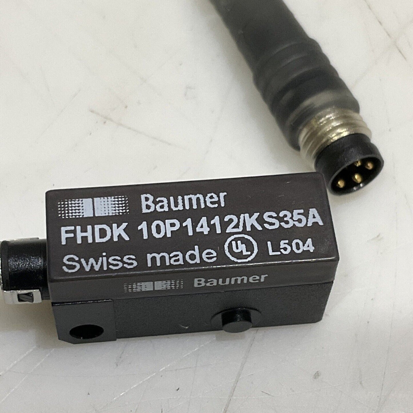 BAUMER FHDK 10P1412/KS35A DIFFUSE PHOTOEYE PHOTOELECTRIC SENSOR ASSEMBLY U3S