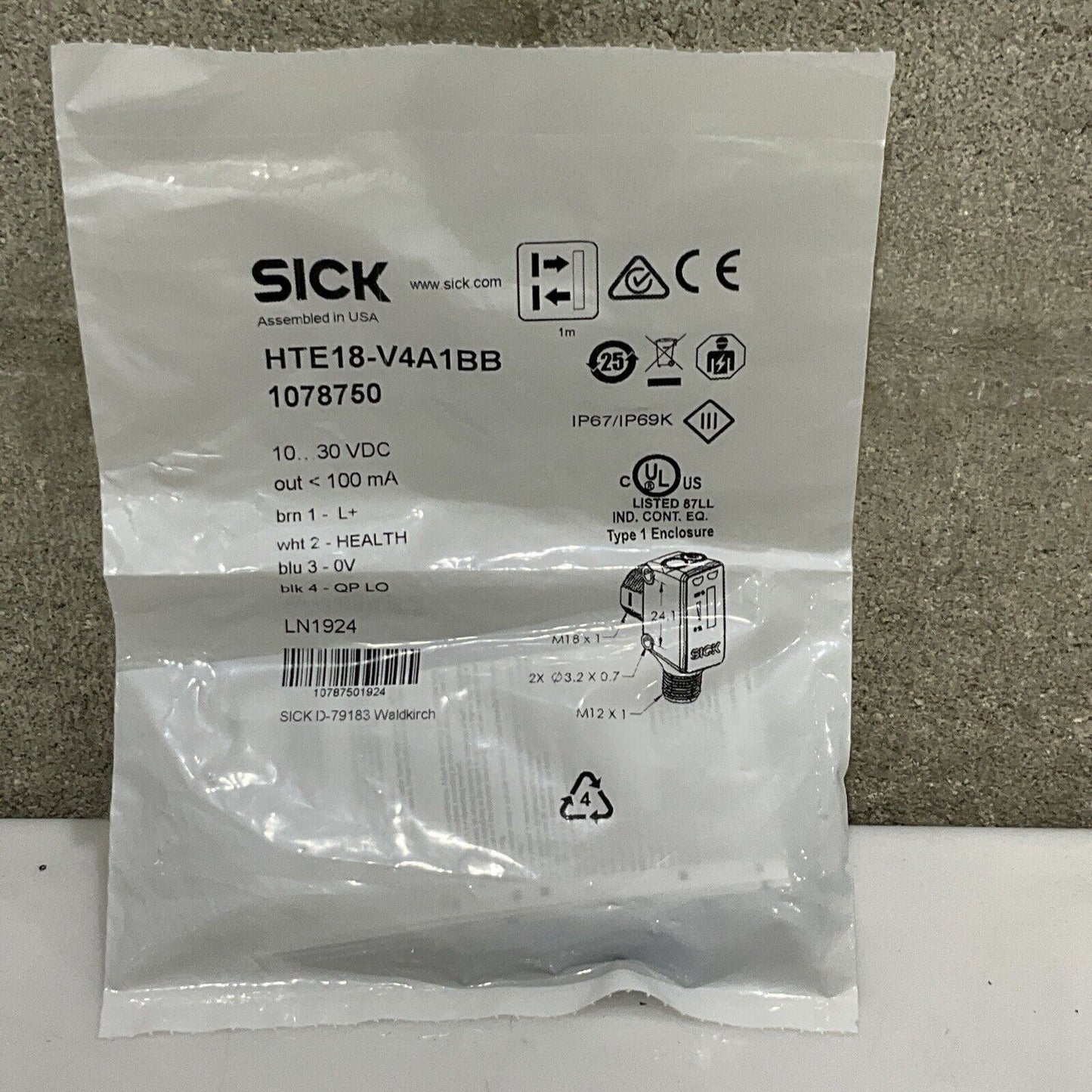 SICK HTE18-V4A1BB 1078750 PHOTOELECTRIC SENSOR 10-30VDC U3S