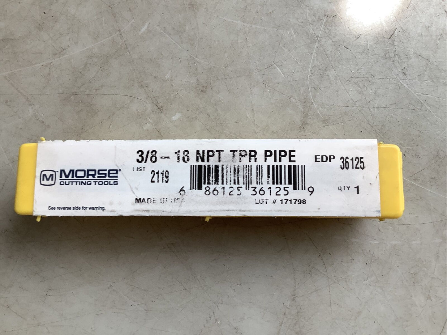 MORSE 36125 STRAIGHT FLUTE PIPE TAP 3/8-18 NPT 4FL 373