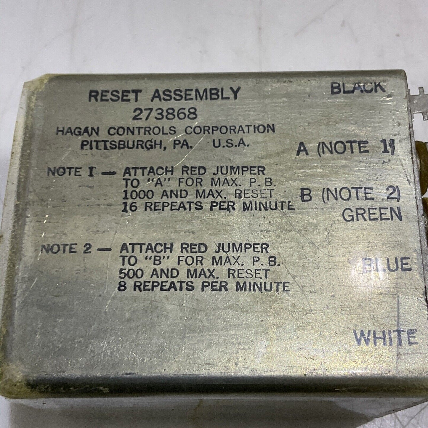 HOGAN CONTROLS 273868 RESET ASSEMBLY FOR VOLVO 373