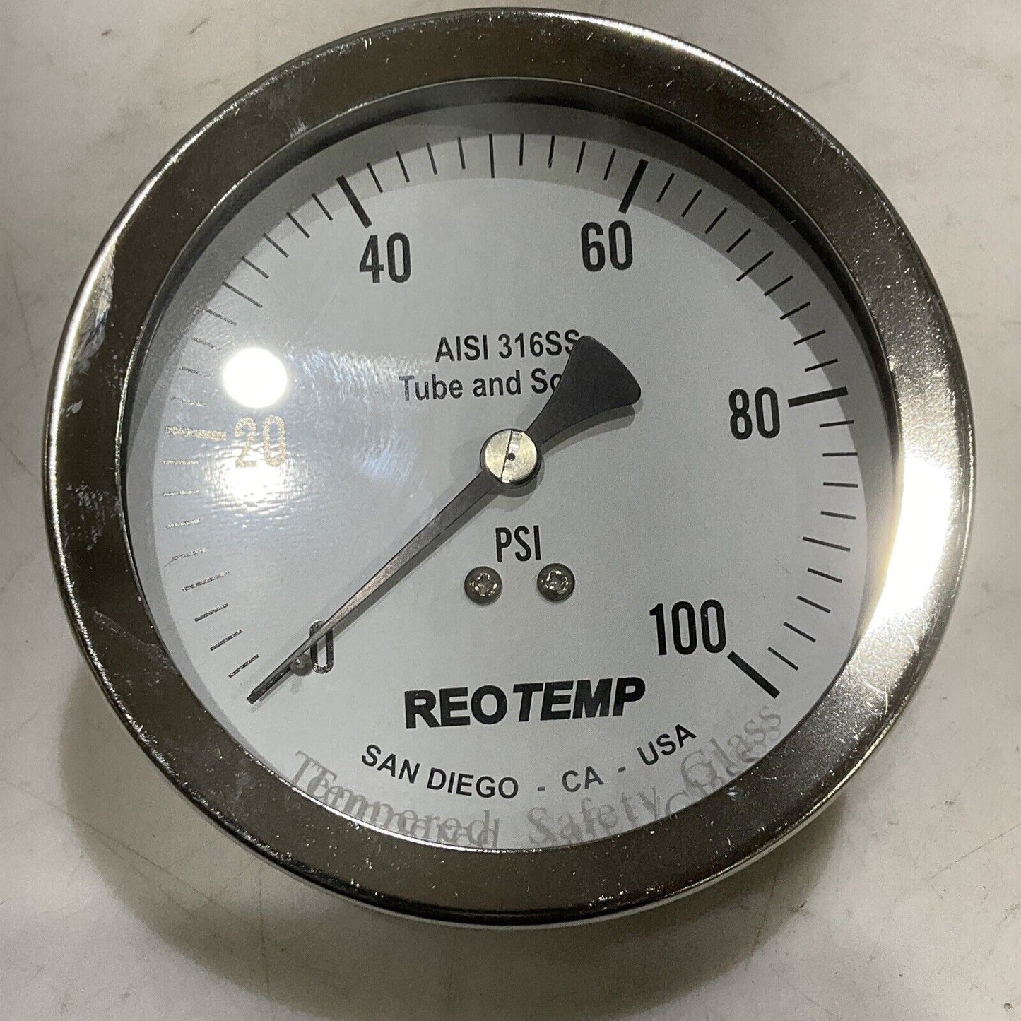REOTEMP INSTRUMENT PR35S1C4P18-D-T PRESSURE GAUGE 3.5” 0-100PSI 1/4” NPT 373