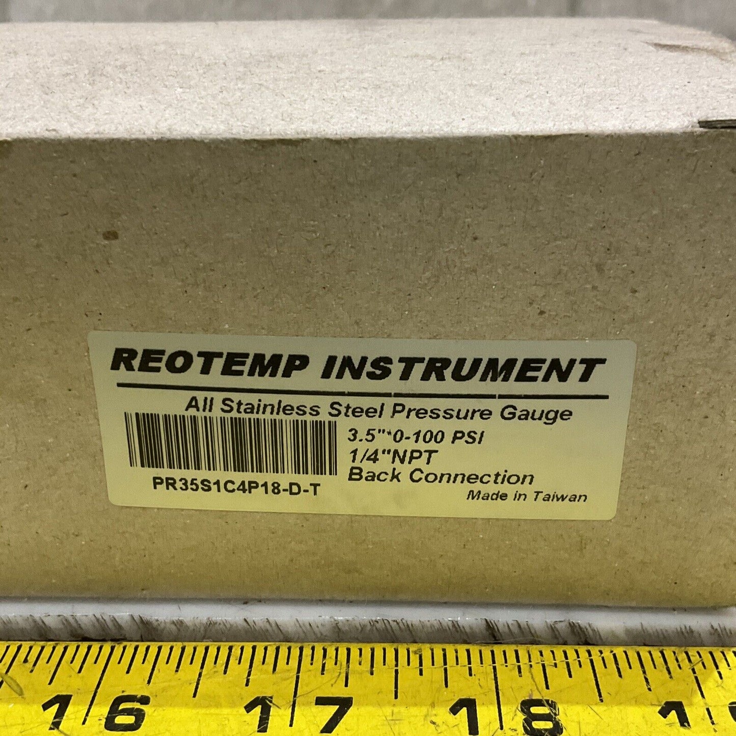 REOTEMP INSTRUMENT PR35S1C4P18-D-T PRESSURE GAUGE 3.5” 0-100PSI 1/4” NPT 373