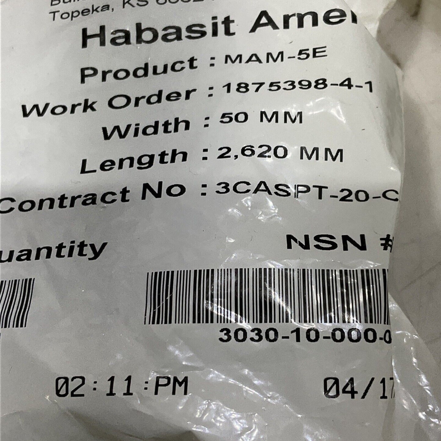 HABASIT AMERICA MAM-5E CONVEYOR BELTS 50 MM X 2,620 MM LOT OF 5 U3S