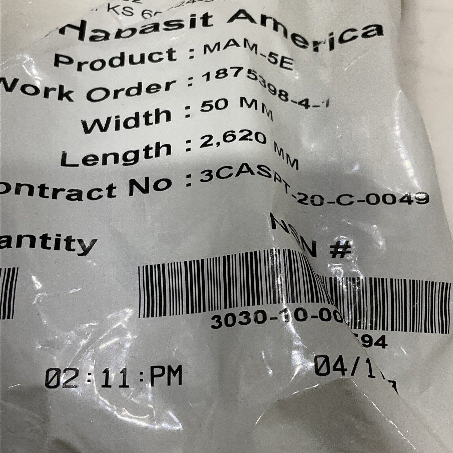 HABASIT AMERICA MAM-5E CONVEYOR BELTS 50 MM X 2,620 MM LOT OF 5 U3S