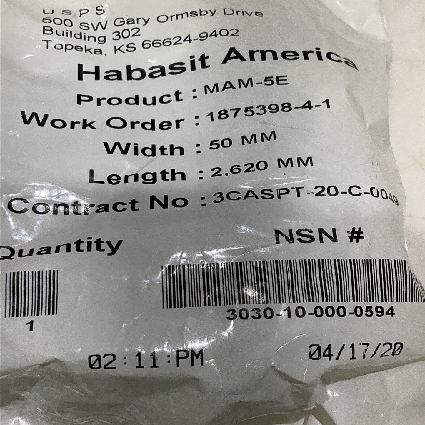 HABASIT AMERICA MAM-5E CONVEYOR BELTS 50 MM X 2,620 MM LOT OF 5 U3S
