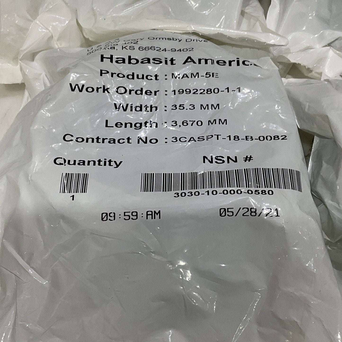 HABASIT AMERICA MAM-5E CONVEYOR BELTS 35.3 MM X 3,670 MM LOT OF 4 U3S