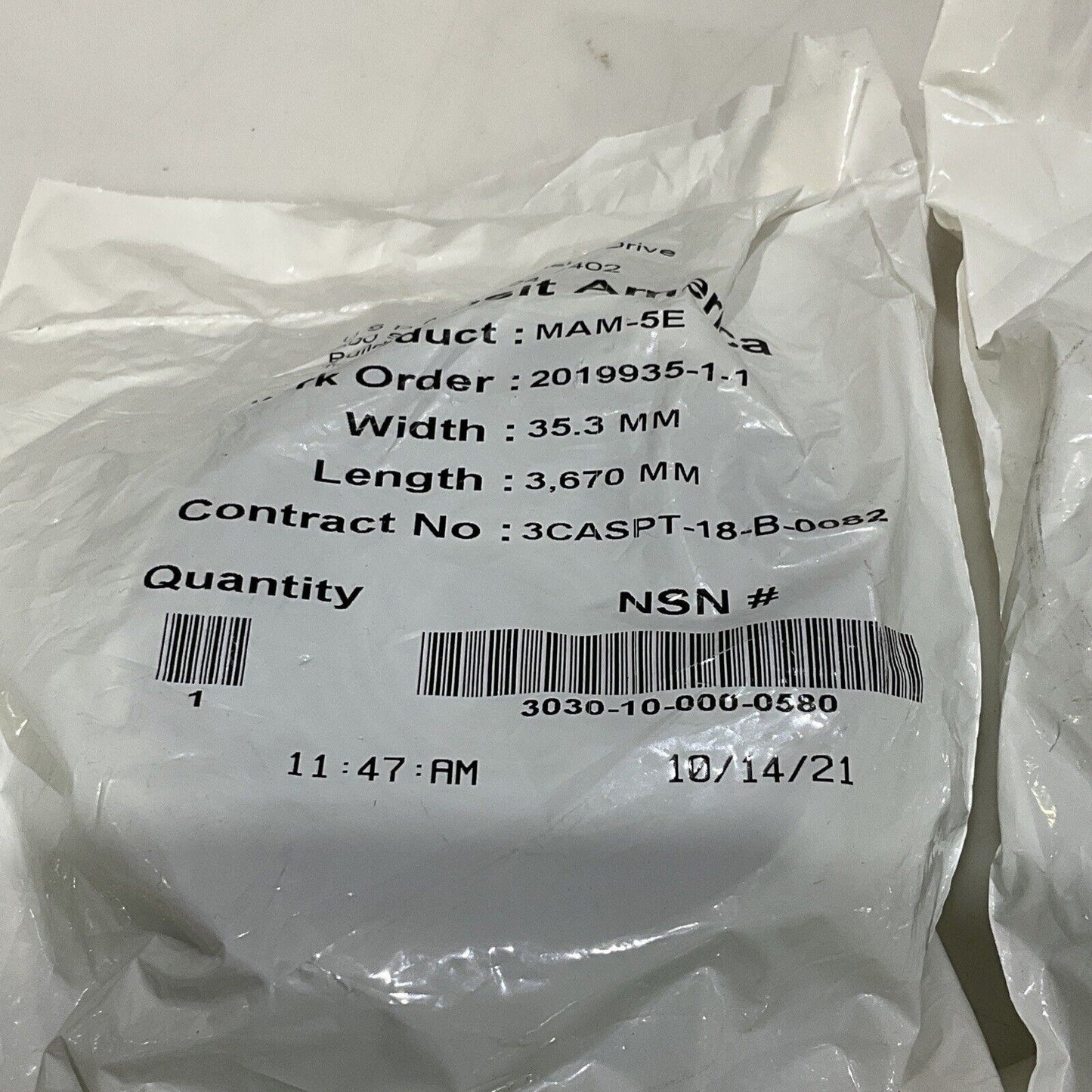 HABASIT AMERICA MAM-5E CONVEYOR BELTS 35.3 MM X 3,670 MM LOT OF 4 U3S
