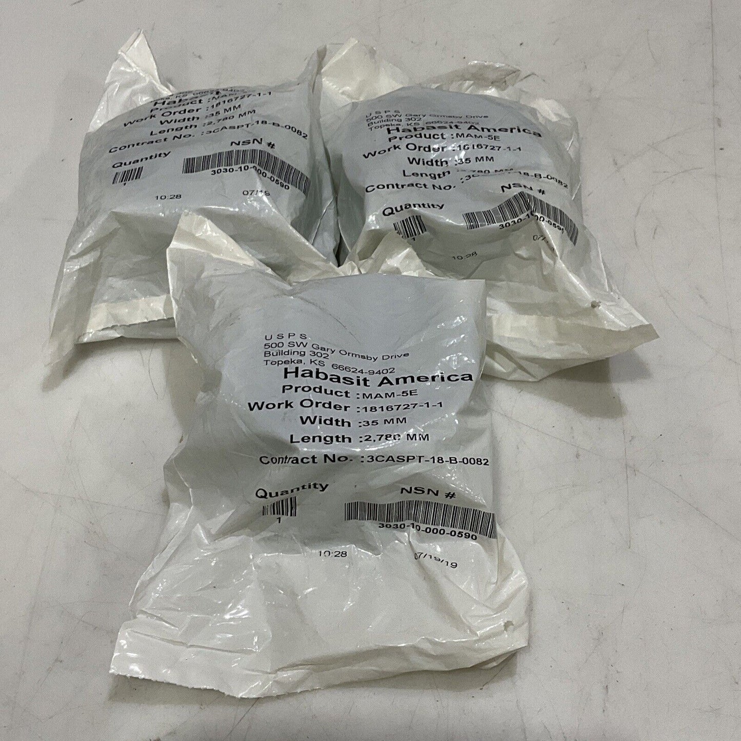 HABASIT AMERICA MAM-5E CONVEYOR BELT 35 MM X 2,780 MM LOT OF 3 U3S