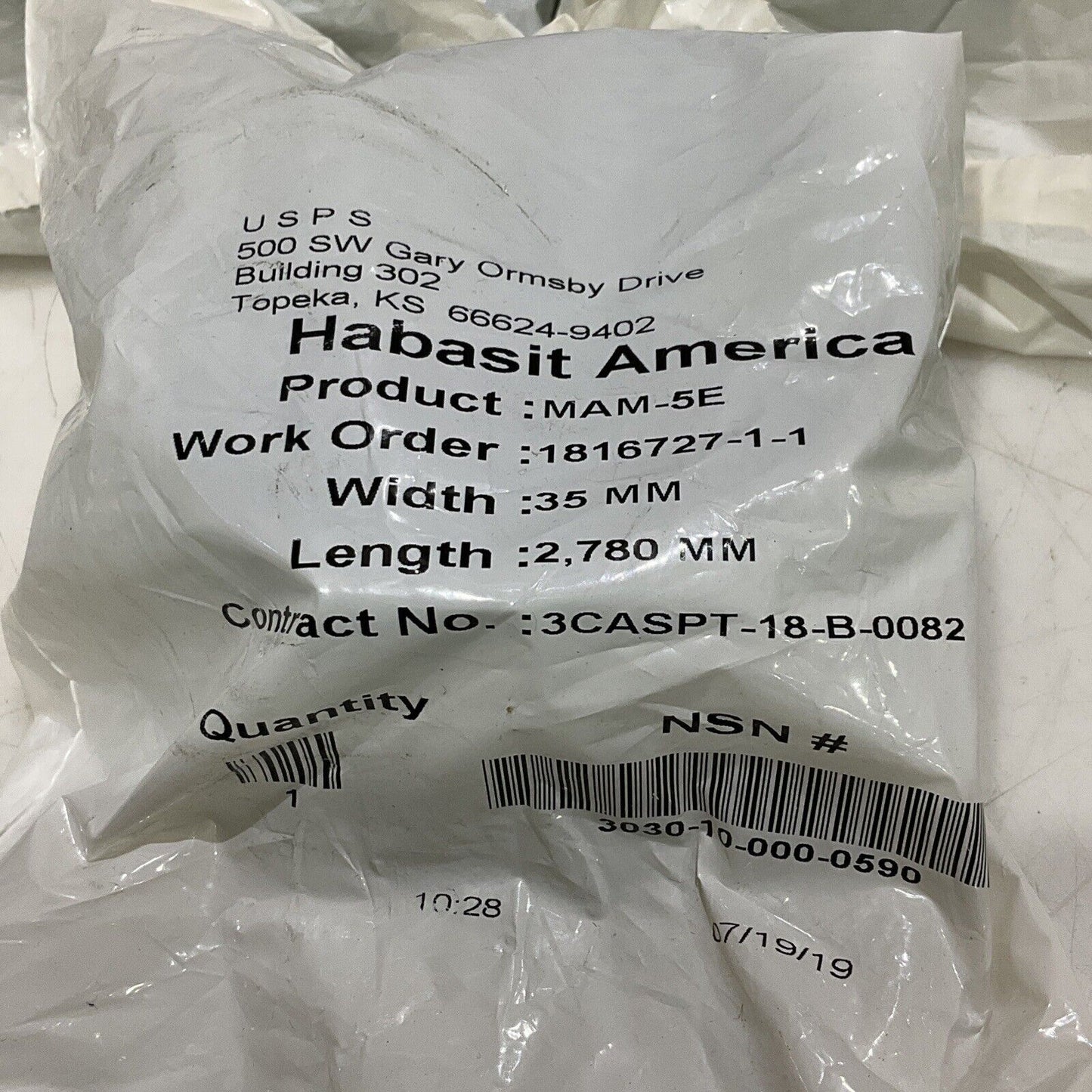 HABASIT AMERICA MAM-5E CONVEYOR BELT 35 MM X 2,780 MM LOT OF 3 U3S