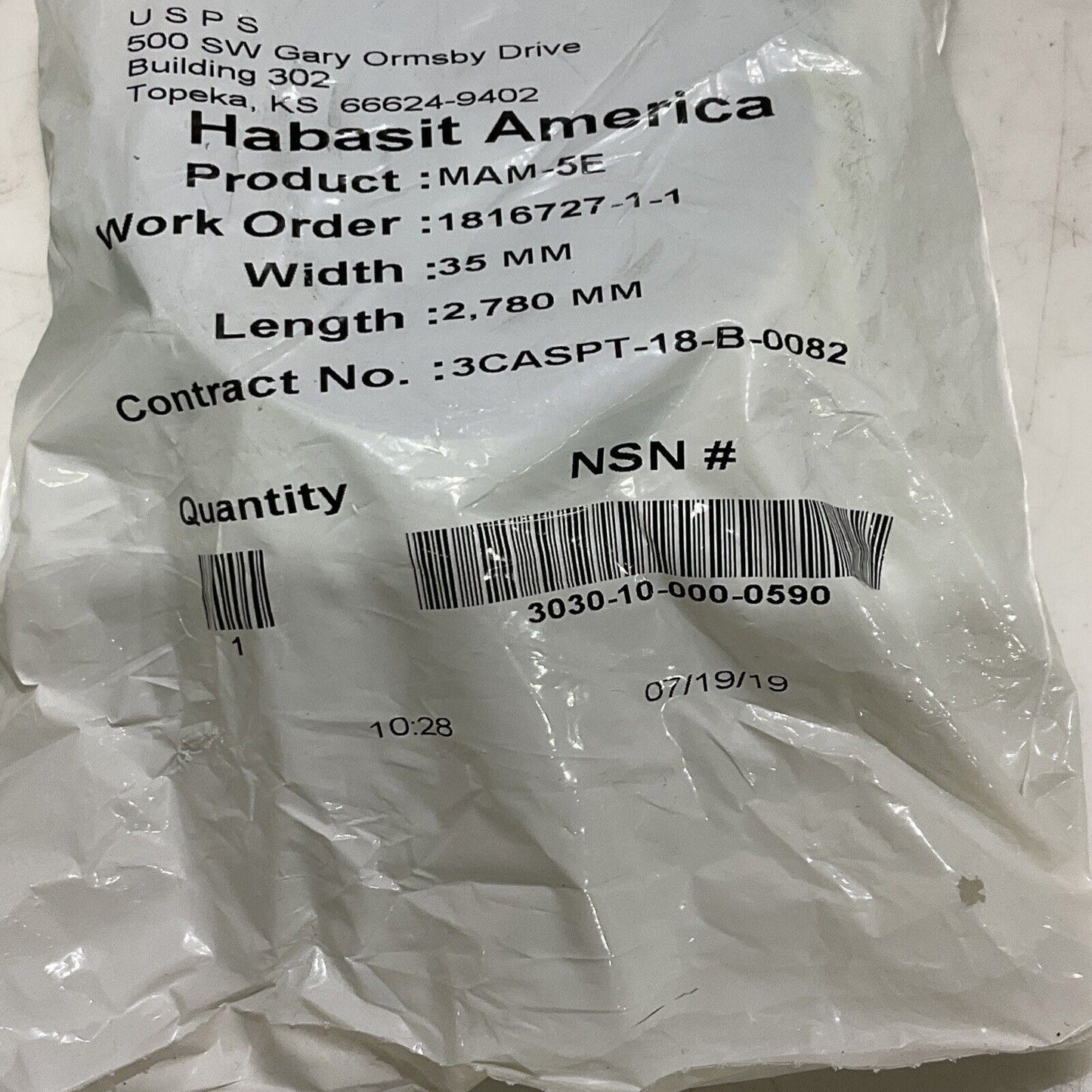 HABASIT AMERICA MAM-5E CONVEYOR BELT 35 MM X 2,780 MM LOT OF 3 U3S