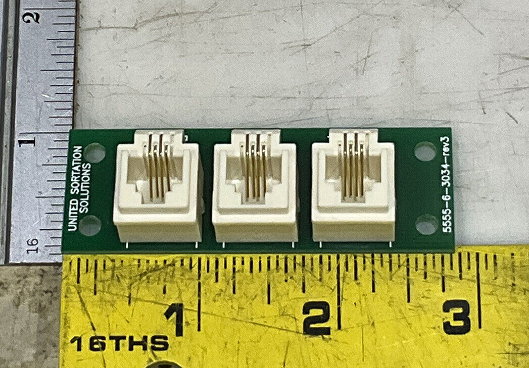 UNITED SORTATION SOLUTIONS 5555-6-3034 REV 3 RJ-11 3 PORT CIRCUIT BOARD U3S
