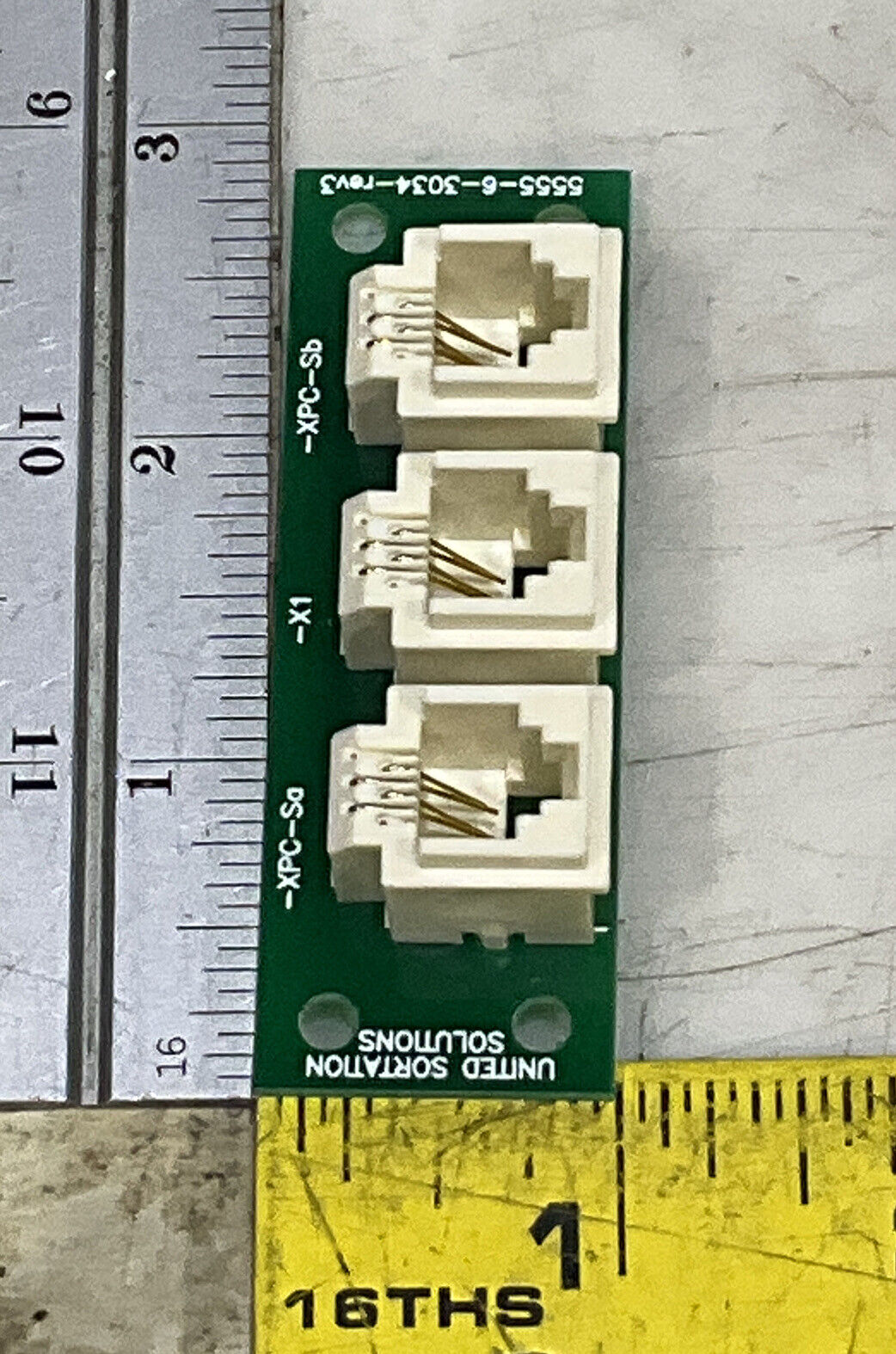 UNITED SORTATION SOLUTIONS 5555-6-3034 REV 3 RJ-11 3 PORT CIRCUIT BOARD U3S