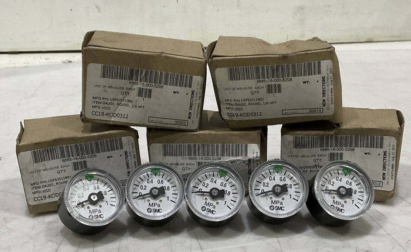 SMC G36-4-N01 ROUND GAUGE 1/8 NPT AR REGULATOR LOT OF 5 U3S