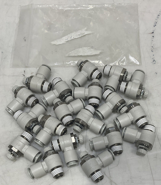 SMC AS2201F FLOW/SPEED CONTROL FITTING LOT OF 19 U3S