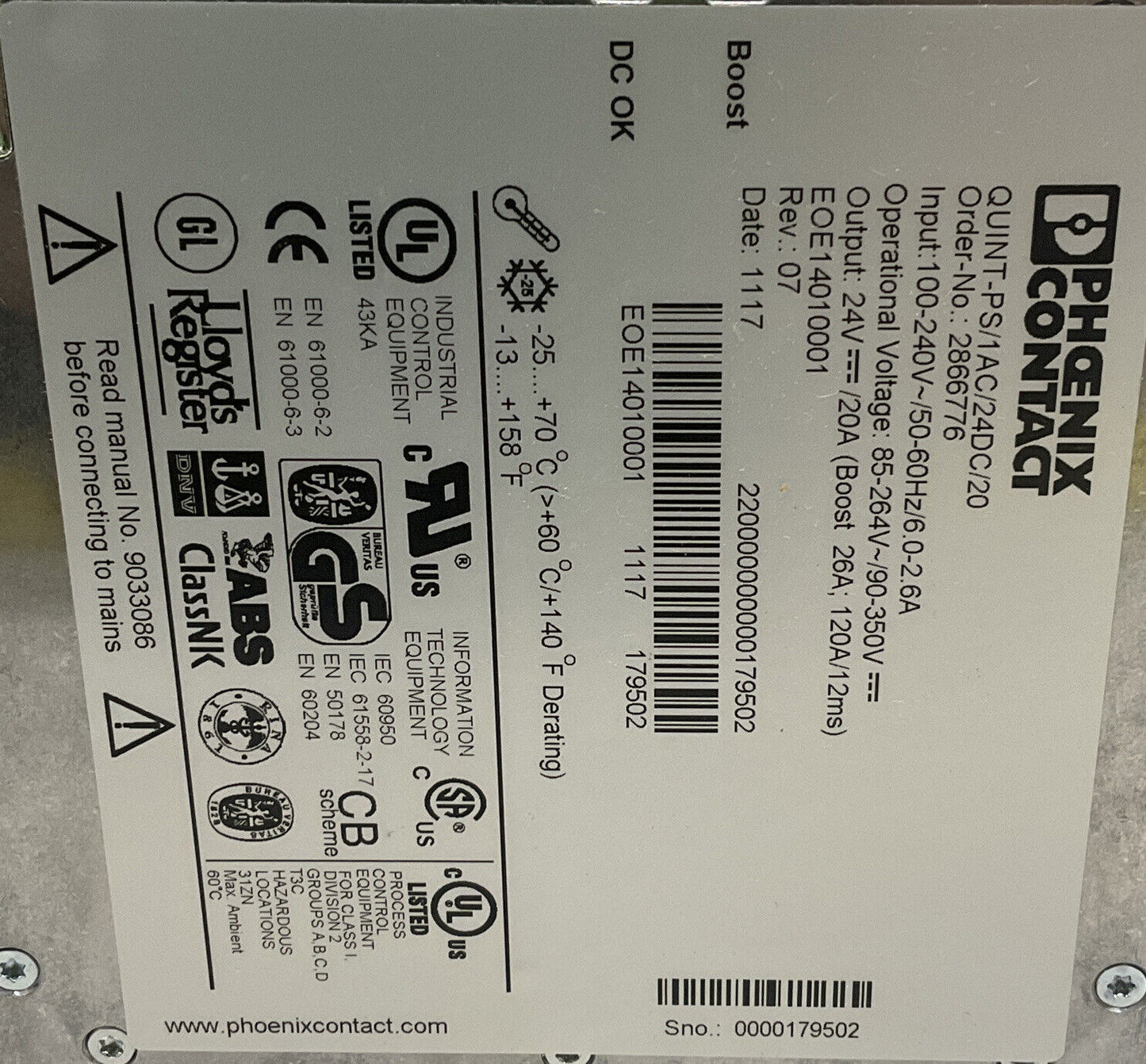 PHOENIX CONTACT ABB 167K068G01 CIRCUIT BREAKER POWER ASSEMBLY U3S