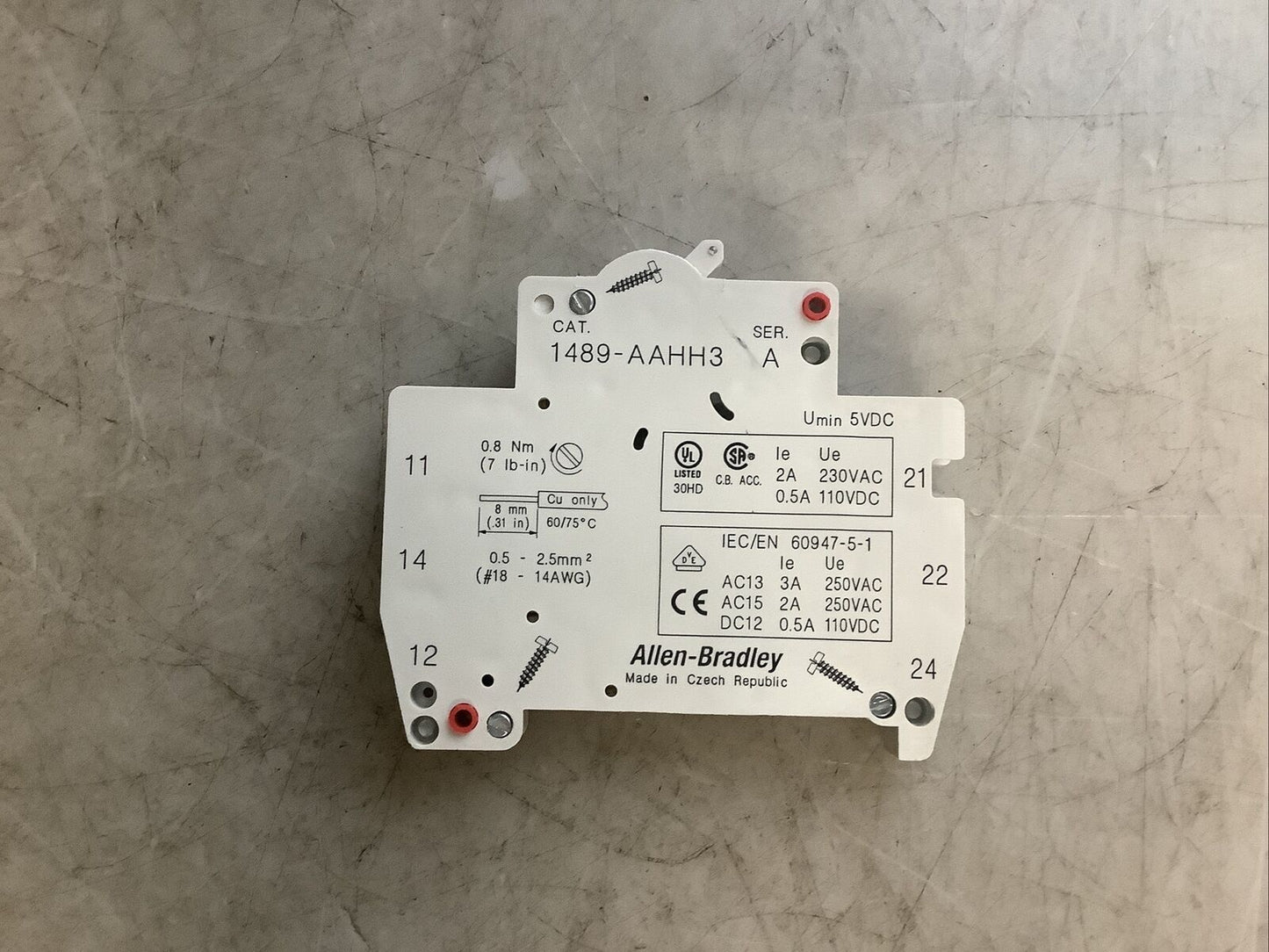 ALLEN BRADLEY 1489-AAHH3 AUXILIARY SWITCH CIRCUIT BREAKER U3S - LOT OF 2
