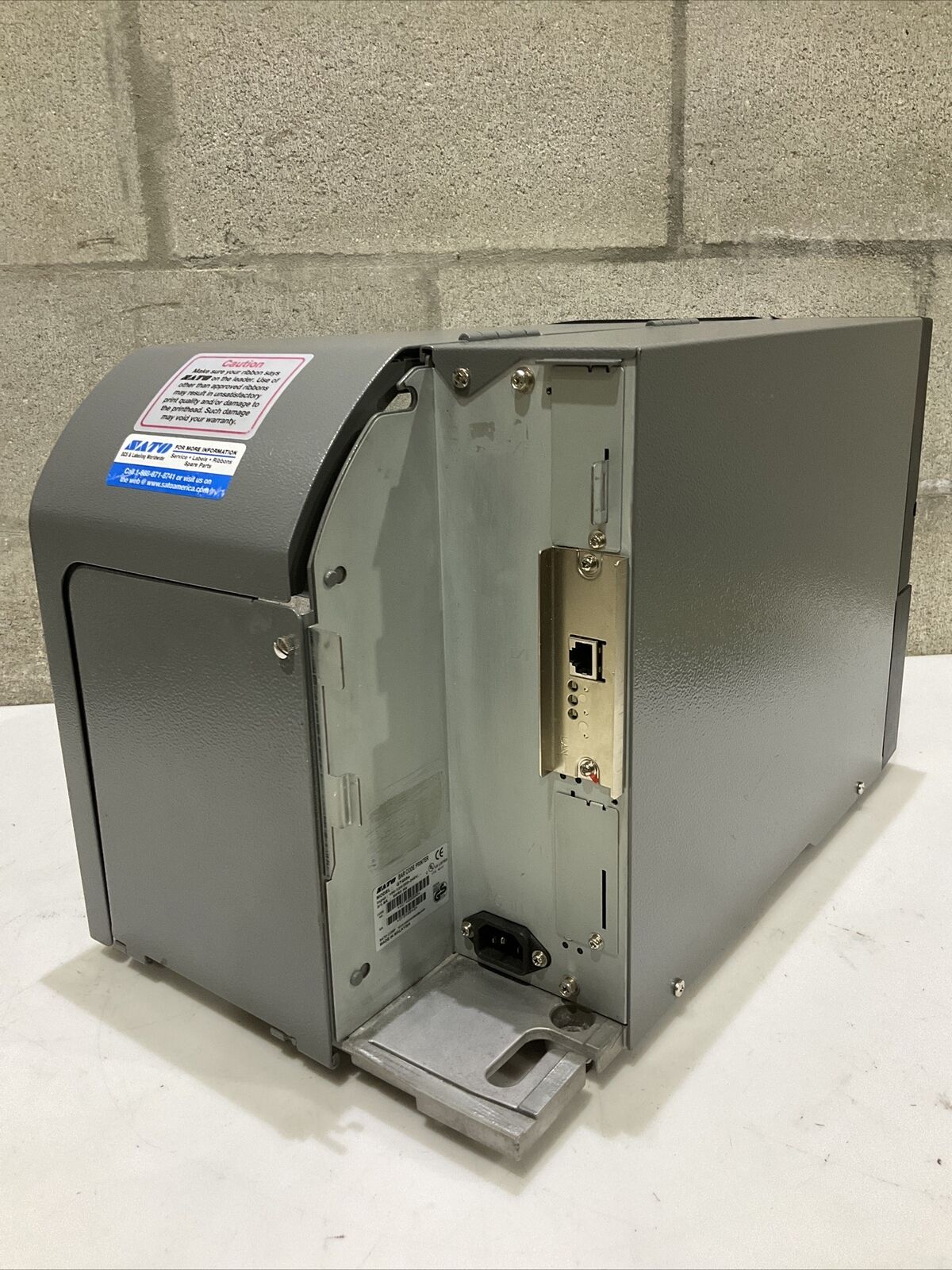 SATO GT408E BAR CODE PRINTER 240V 1.5 A 50/60 HZ U3S