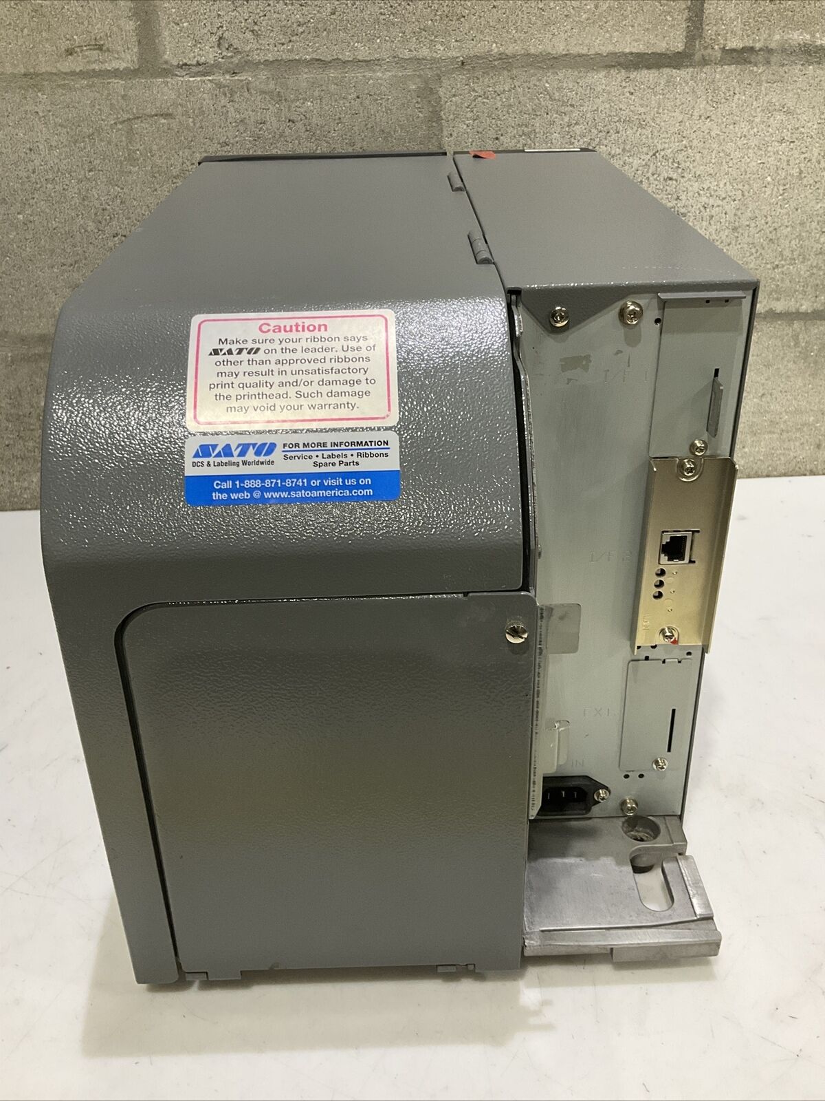 SATO GT408E BAR CODE PRINTER 240V 1.5 A 50/60 HZ U3S