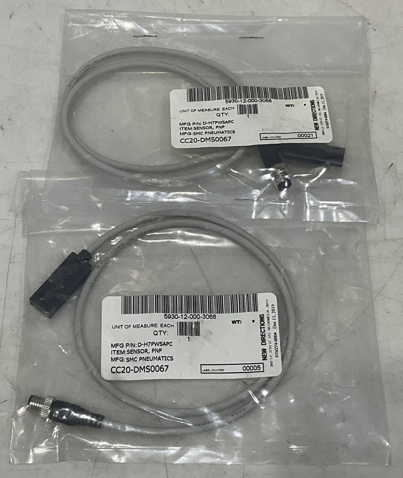 SMC PNEUMATICS D-H7PWSAPC PNEUMATIC CYLINDER SWITCH LOT OF 2 U3S