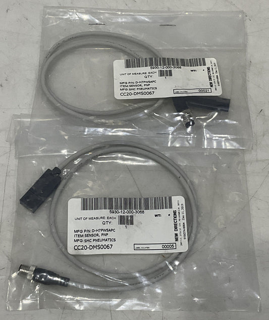 SMC PNEUMATICS D-H7PWSAPC PNEUMATIC CYLINDER SWITCH LOT OF 2 U3S