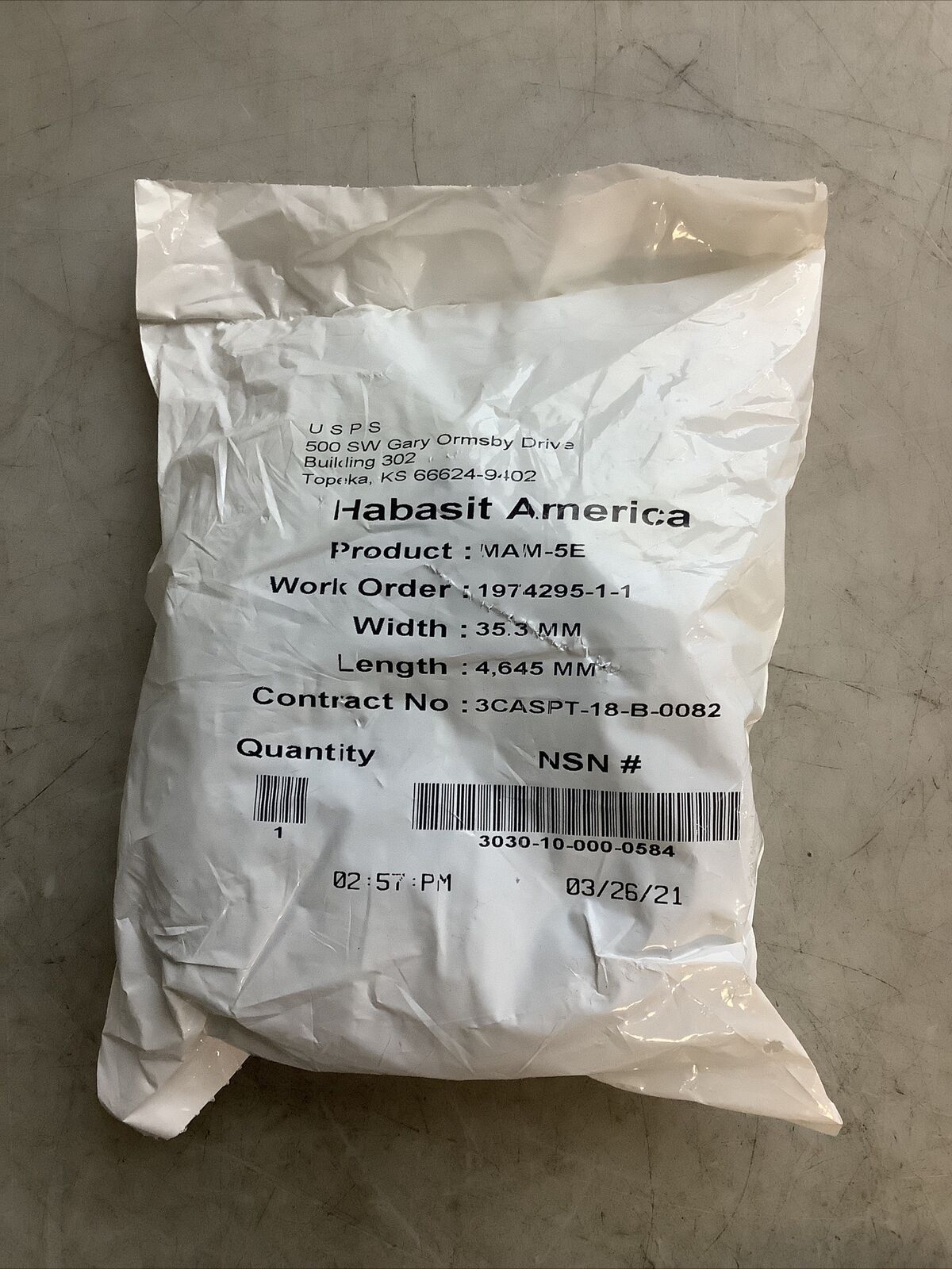 HABASIT AMERICA MAM-5E CONVEYOR BELTS 35.3 MM X 4645 MM U3S - LOT OF 5