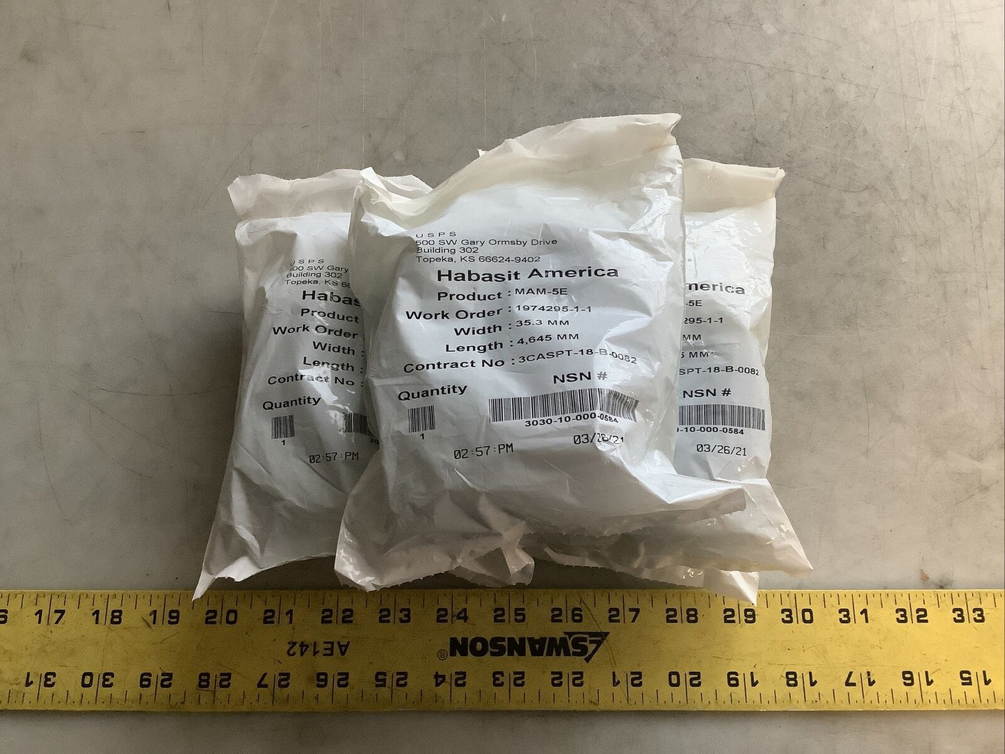 HABASIT AMERICA MAM-5E CONVEYOR BELTS 35.3 MM X 4645 MM U3S - LOT OF 5