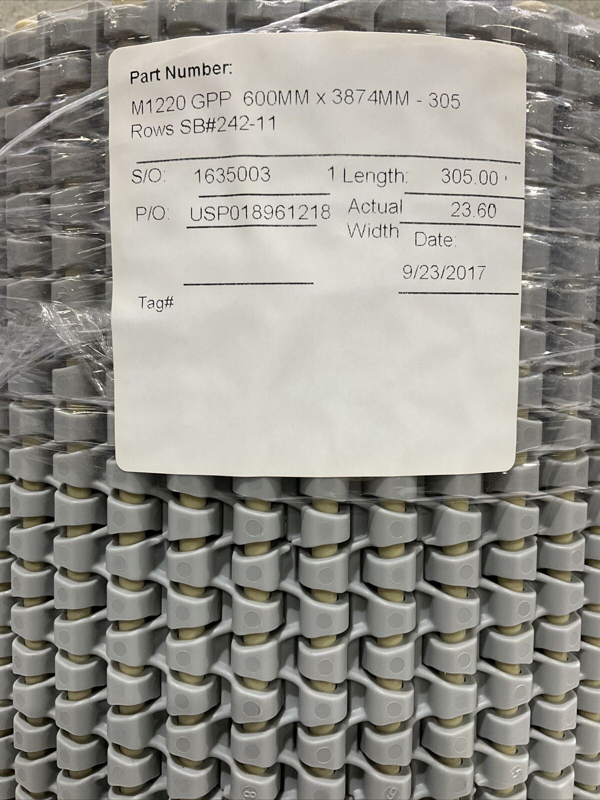 HABASIT M1220 MODULAR BELTING 24 IN X 153 IN 305 ROWS U3S