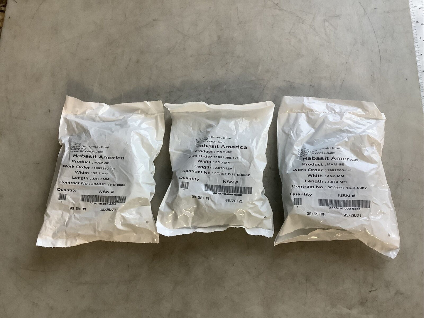 HABASIT AMERICA MAM-5E CONVEYOR BELTS 35.3 MM X 3670 MM U3S - LOT OF 3