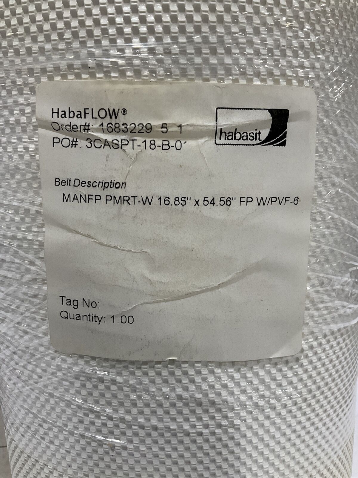 HABASIT AMERICA PMRT-W HABAFLOW BELT EXTENSION 16.85” X 54.56” FPW PVF-6 U3S