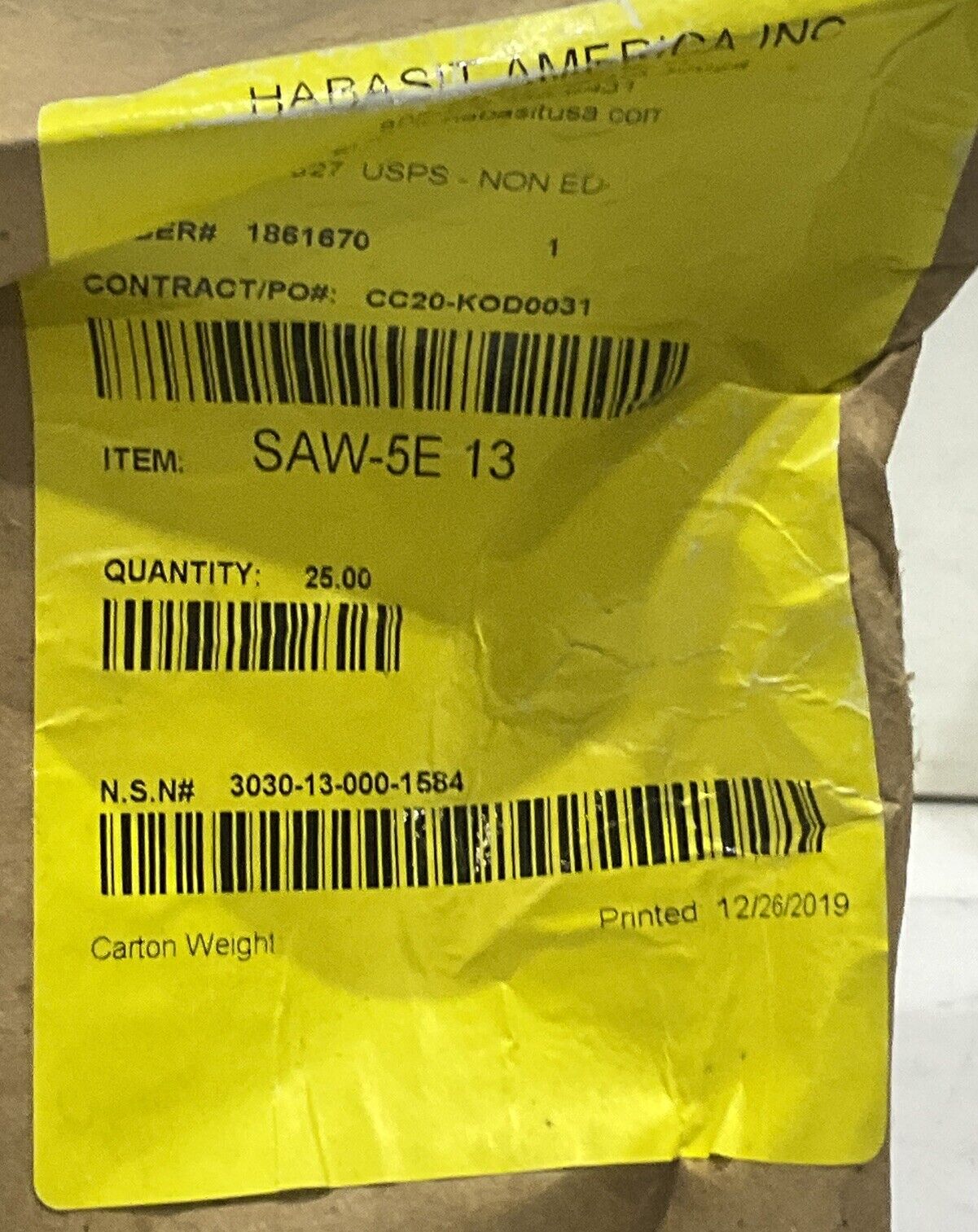 HABASIT SAW-5E 13 ENDLESS CONVEYOR BELT BOX OF 25 U3S