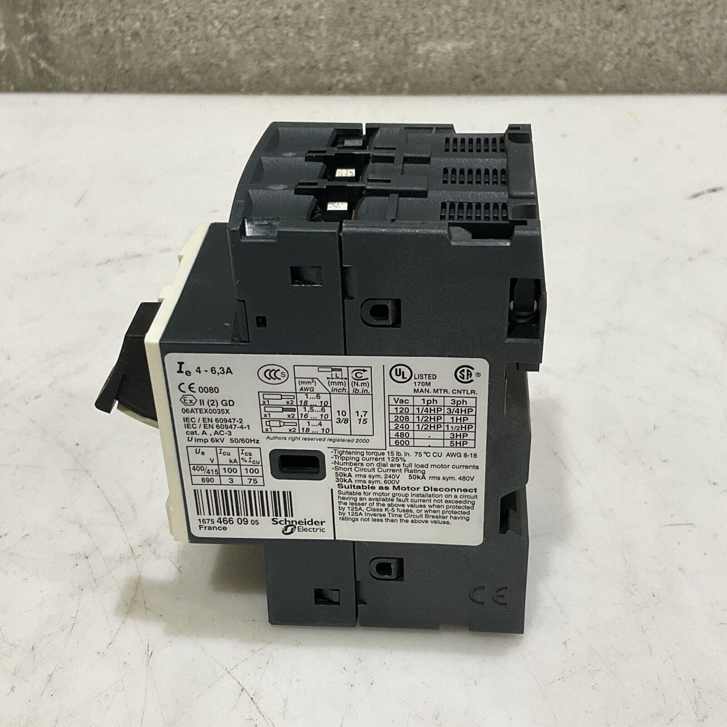 SCHNEIDER ELECTRIC TELEMECANIQUE GV2ME10 4-6.3A MINI CIRCUIT BREAKER U3S