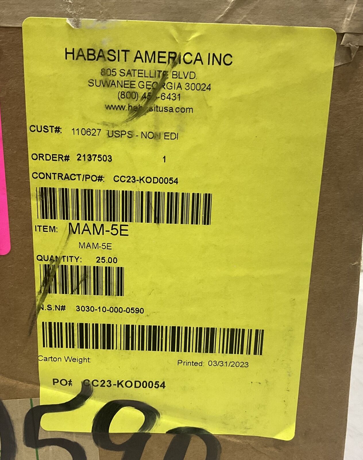 HABASIT MAM-5E CONVEYOR BELTS 2 IN BY 183 IN BOX OF 25 U3S
