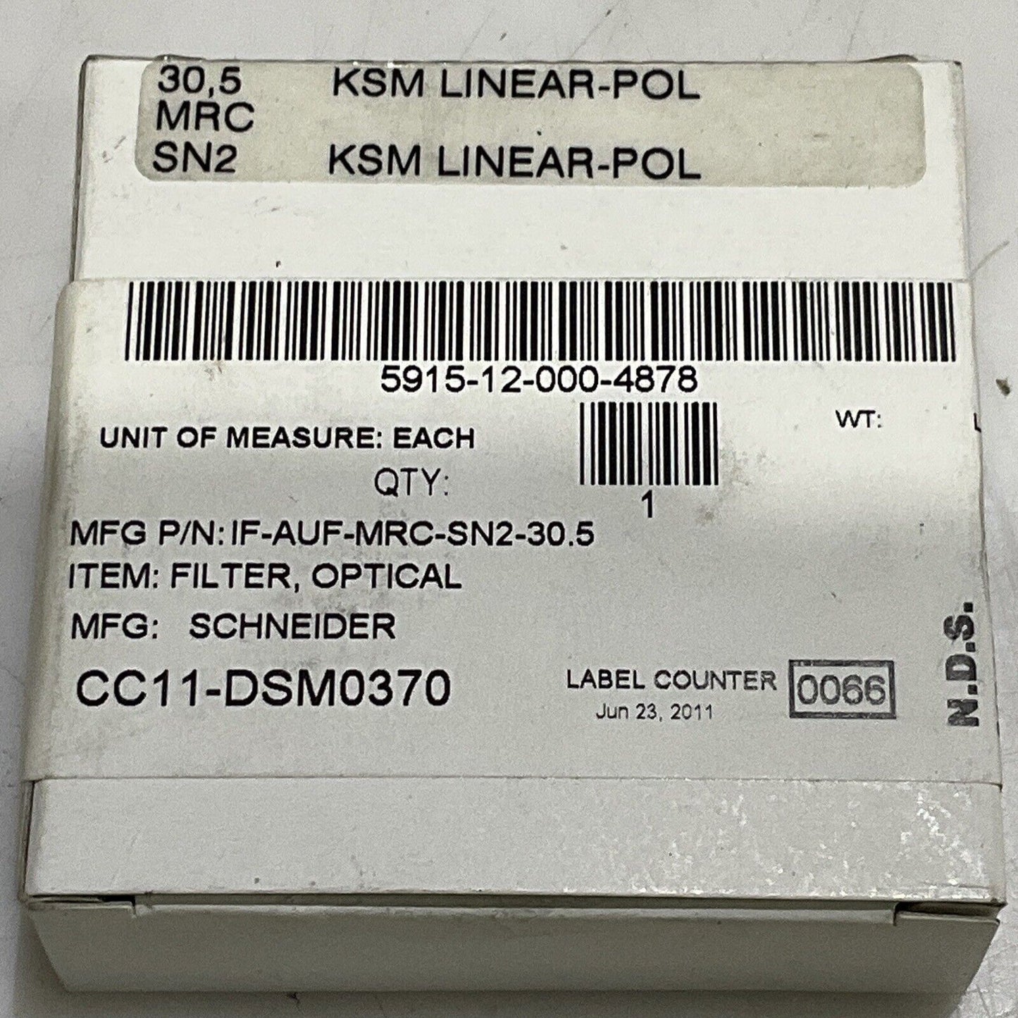 SCHNEIDER IF-AUF-MRC-SN2-30.5 OPTICAL FILTER AUSM KSM LINEAR-POL MRCSN2 30,5 U3S