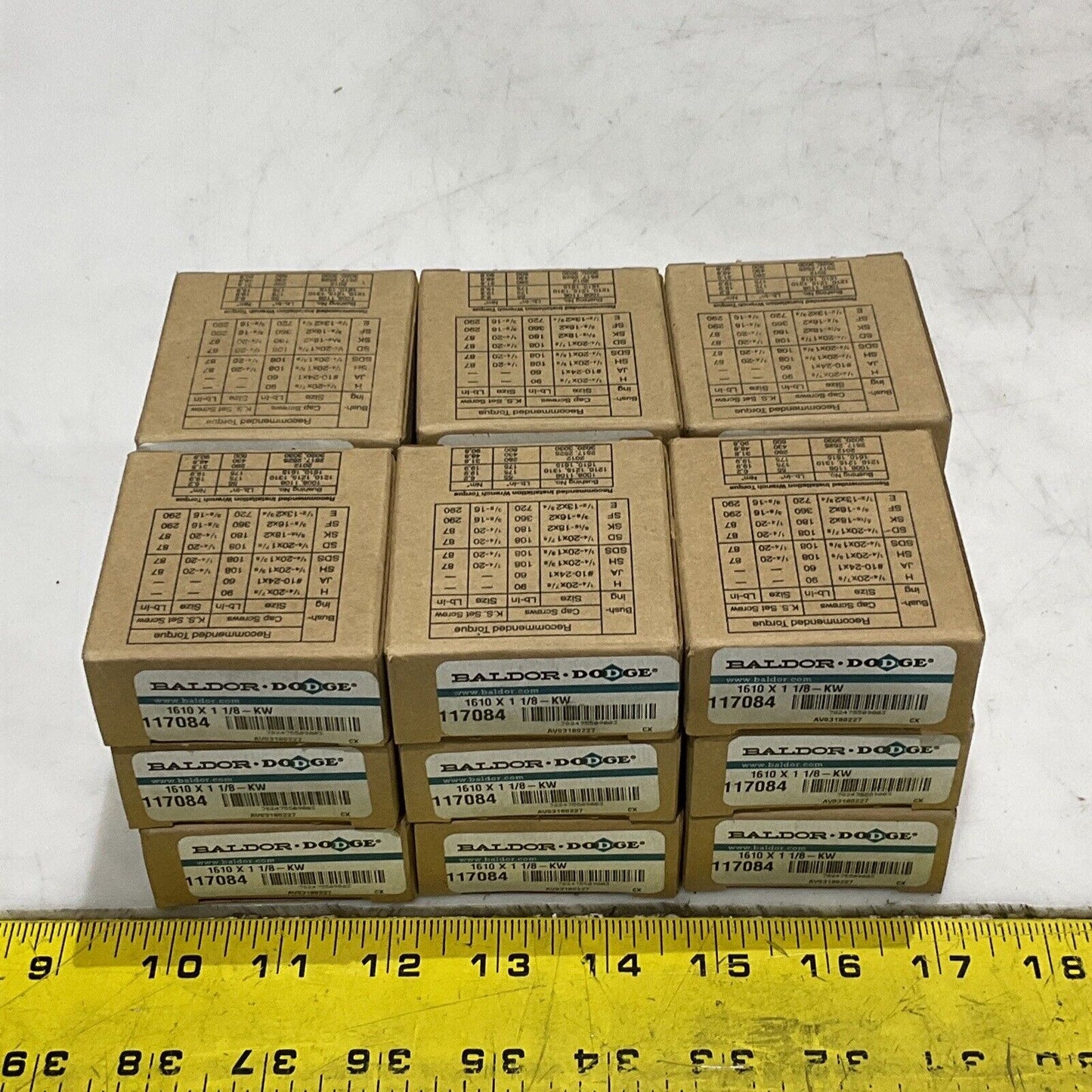 BALDOR DODGE 117084 1610 X 1 1/8-KW TAPERLOCK WITH KW BUSHING LOT OF 18 U3S