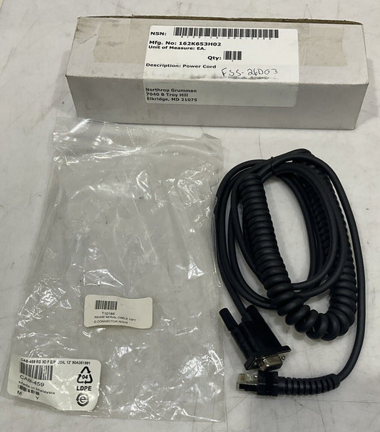 DATALOGIC CAB-459 RS-232 SERIAL CABLE POWER COIL 12 FT U3S