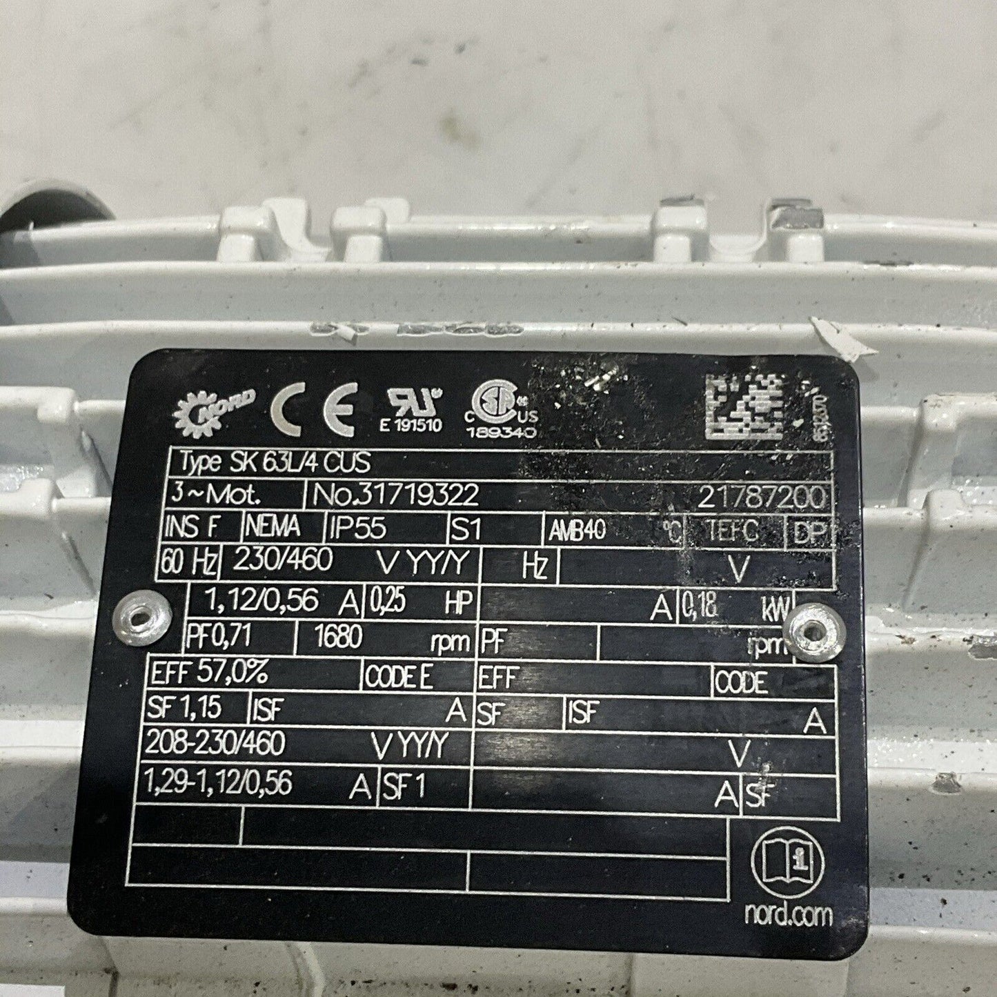 NORD 1SM31AZ-63L/4 CUS SK 63L/4 CUS GEAR MOTOR U4M